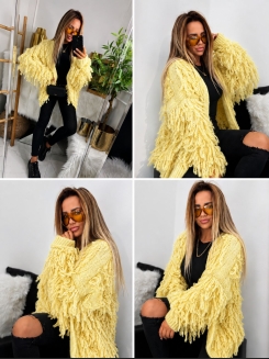 Sweter z frędzlami w kolorze żółtym